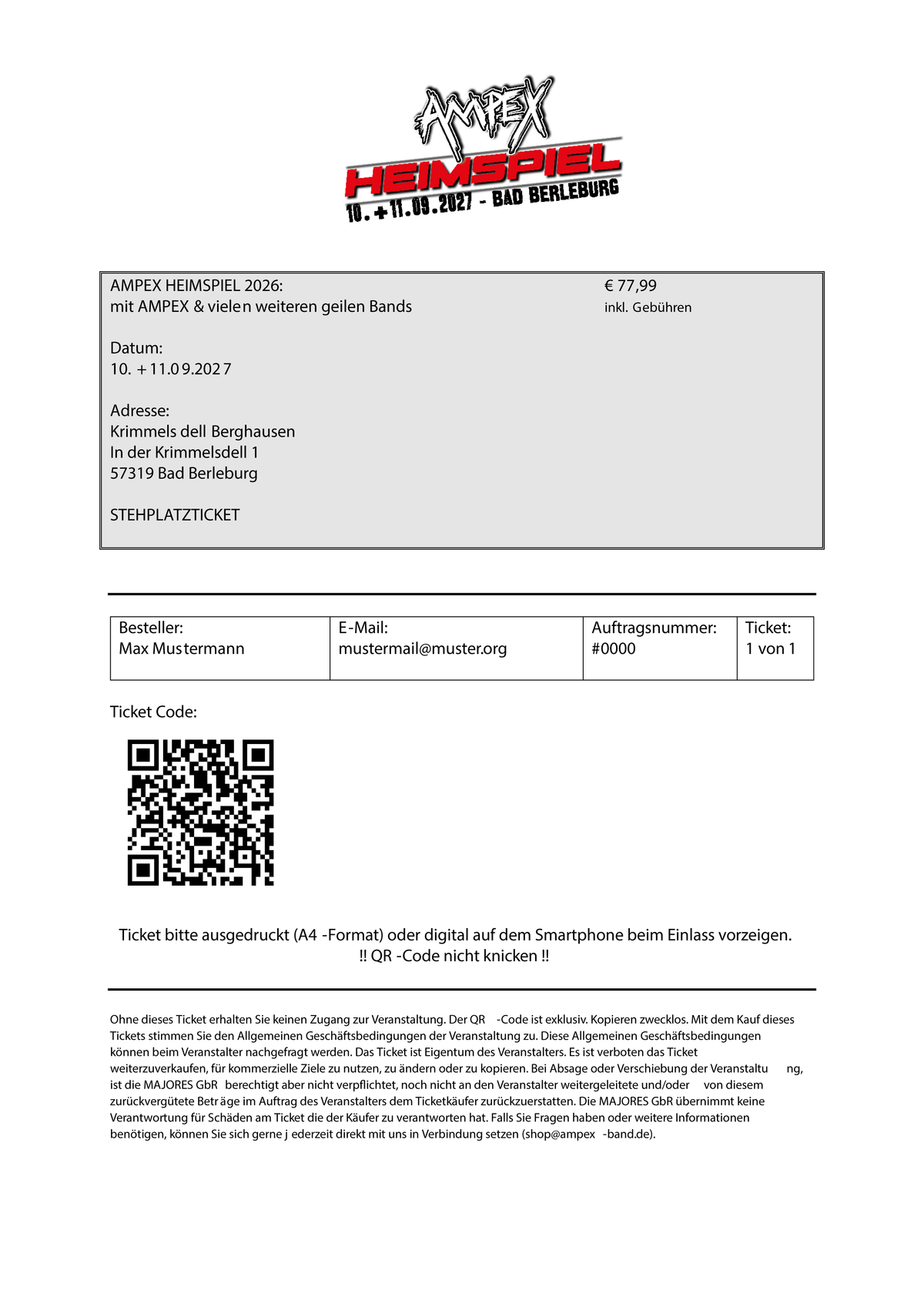 AMPEX HEIMSPIEL 2027, WEEKEND TICKET